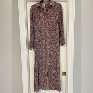 Natural Life Floral Long Sleeve Button Down Dress